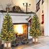Costway 4 FT Pre-Lit Potted Christmas Tree Pine Needles 3 Dynamic Modes Remote Control - 3 of 4