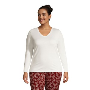 Lands' End Women's Relaxed Supima Cotton Long Sleeve V-Neck T-Shirt - 1 of 4