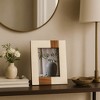 Decorative Resin Photo Frame with Wood Stripe Border - Home Decor Accent for Console Tabletop, Living Room, or Office Desk Styling - 9", Ivory & Brown - 2 of 4