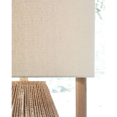 Beige and White Rope Tripod Table Lamp with Drum Shade