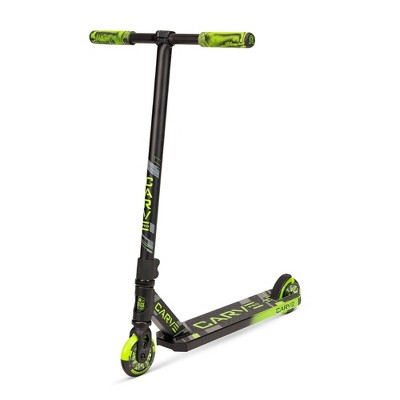 Madd Gear 4 Inch Carve Pro Style Stunt Scooter with Heat Treated Aluminum Deck, MPG Integrated Headset, and 2 Piece Steel Handlebar, Green/Black