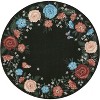 4x4 Round Black Floral Rug,Machine Washable Non-Slip Low Pile Carpet,Fade-Resistant Easy-Clean Accent Area Rug for Playroom, Kids Room, Living Room - 3 of 4