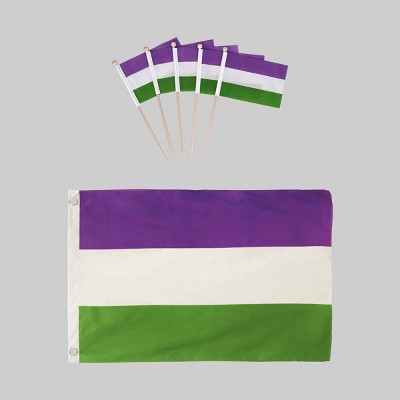 Large Flag with 5 Mini Flags Genderqueer - Bullseye's Playground™