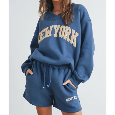 Women's New York V-neck Sweatshirt - Buttermelon