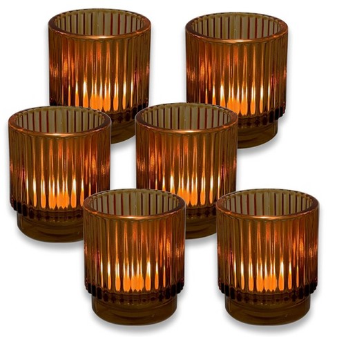 Amber And Clear Tea Light Candle Holders