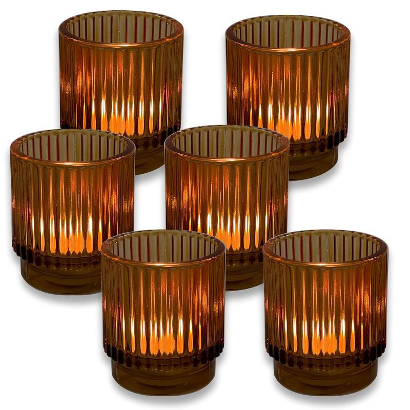 Ribbed Glass Votive Candle Holder (Set of 6), 1 of 9