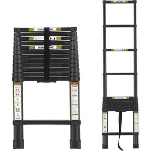 Aluminum Telescoping Ladder with Non-Slip Feet, Portable Extension Ladder for Household and Outdoor Working,330lb Capacity (3.8m/12.5FT) Black - 1 of 4