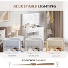 WAYES Makeup Vanity Set with LED Mirror, Charging Station, 4 Drawers & Storage Stool - 3-Foot Bedroom Vanity Desk, Modern White - 3 of 4