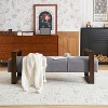 Christopher Knight Home Layla Modern Rubberwood Linen Upholstered Ottoman, Gray/Brown - 2 of 4