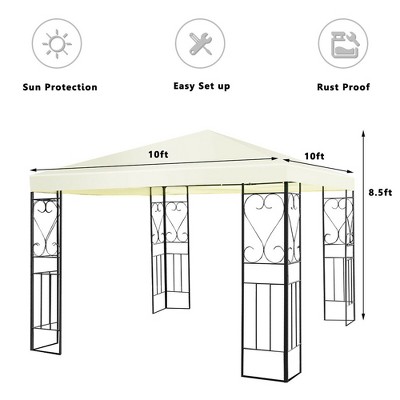 Beige 10'x10' Steel Frame Patio Gazebo Canopy Tent