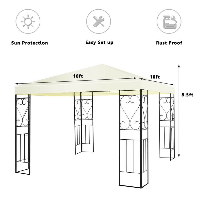 Costway 10'x10' Patio Gazebo Canopy Tent Steel Frame Shelter Patio Party Awning, 4 of 11