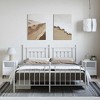 vidaXL 12" White California King Metal Bed Frame with Headboard & Footboard No Mattress - 3 of 4