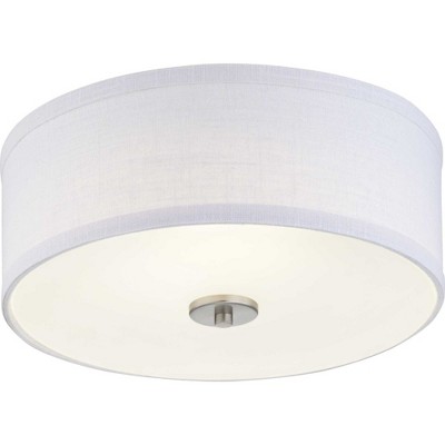 Graphite and White Fabric LED Flush Mount Light, 13-inch