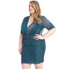 Slickblue Midnight Blue Glitter Mini Dress – Shirred Fit, Sheer Sleeves, Keyhole Back, Plus Size Party Dress, 1XL-3XL - 2 of 4
