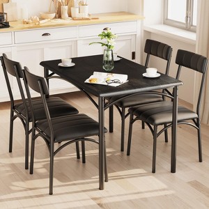 homfan 5-Pc Dining Set for 4 - Rectangular Table & 4 Upholstered Chairs, Space-Saving Kitchen Set for Apartments - 1 of 4