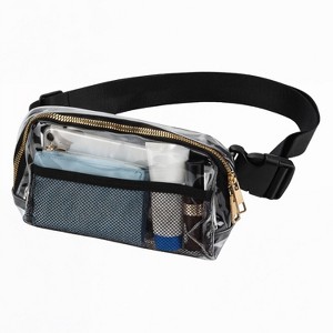 Garnen Clear Fanny Pack Stadium Approved Bag, Clear Crossbody Bag for Stadium Events Concerts Gameday, Clear Belt Bag with Adjustable Strap, Black - 1 of 4
