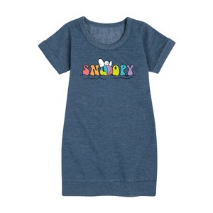 - Peanuts - Snoopy's Beach Ball Graphic Short Sleeve Fleece Dress - 1 of 4