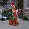 Gemmy Christmas Airblown Inflatable Scooby w/Santa Hat and Stocking WB, 3.5 ft Tall, Brown - 2 of 3