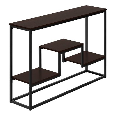 Monarch Specialties Accent Table Console Entryway Narrow Sofa Living Room Bedroom Brown Laminate Black Metal Contemporary Modern