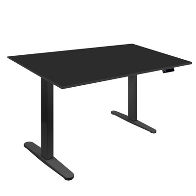 Mount-It! Height Adjustable Electric Sit-Stand Black Desk with Black Tabletop