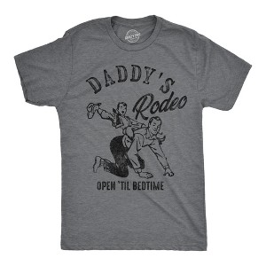 Mens Funny T Shirts Daddys Rodeo Open Til Bedtime Sarcastic Graphic Novelty Tee for Men - Crazy Dog Men's T Shirt Gift for Dad - 1 of 4