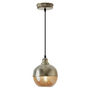 River of Goods 6.8" Juliana Amber Globe Shaped Pendant Lamp Antique Silver: UL Listed, Adjustable Height - 1 of 4