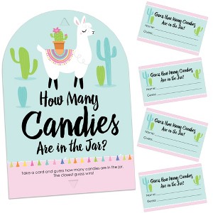 Big Dot of Happiness Whole Llama Fun - How Many Candies Llama Fiesta Baby Shower or Birthday Party Game - 1 Stand and 40 Cards - Candy Guessing Game - 1 of 4