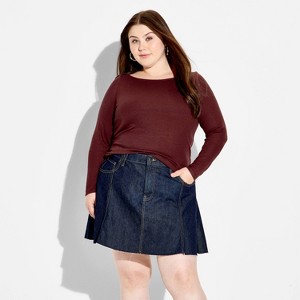 Women's Slim Fit Long Sleeve Boat Neck T-Shirt - Wild Fable™ - 1 of 3