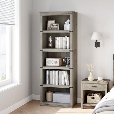3 Tier Bookcase, Farmhouse Book Shelf with Storage