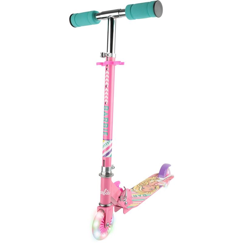 Barbie - 2 Wheel foldable Scooter Light Up Wheels lightweight and sturdy for Kids, 1 of 6