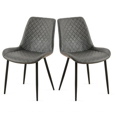 Grungis Faux Leather Kitchen Chairs Set of 4,Upholstered Armless Dining Chairs with High Back and Metal Legs for Dining Room,Kitchen