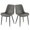 VYNXARIA Dark Gray Leathaire Dining Chairs Set of 2,Mid Century Modern Leathaire Chairs Kitchen Living Room Armless Side Chair with Metal Legs - 2 of 4