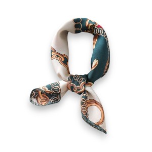 Anna-Kaci Women's Chain Print Satin Scarf with Luxury Inspired Design 20×20 Inches - 1 of 3