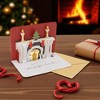 Unique Bargains Greeting Card Fireplace-Design Paper Red White 6.3"x4.7"x0.4" 1 Pc - 2 of 4