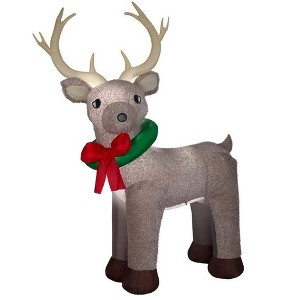 Gemmy 10.5-FT Pre-Lit LED Giant-Sized Fuzzy Standing Reindeer Christmas Inflatable - 1 of 4