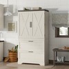 Farmhouse Style Wooden X-Pattern Cabinet with Sturdy Frame, Inside Door Storage Divider, and Drawers for Living Room, Bedroom - 2 of 4