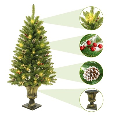 COZONY 2-Piece Christmas Set with LED Lights, Artificial Christmas Tree & Garland Wreath Combo for Stairs Fireplace Party Decor