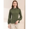 Allegra K Women's Work Peter Pan Collar Long Bishop Sleeve Button Down Shirt - 4 of 4