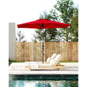 9FT Patio Umbrella Outdoor, Market Umbrella, Table Umbrella with Push Button Tilt and Crank, 8 Sturdy Ribs UV Protection Waterproof - 1 of 4