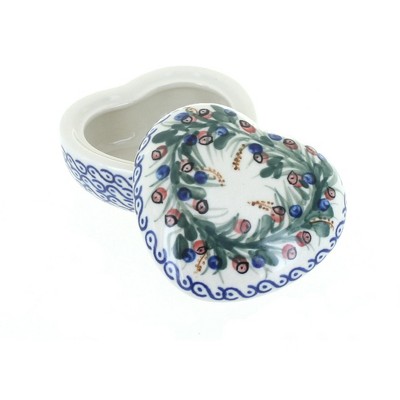 Blue Rose Polish Pottery Berry Heart Box