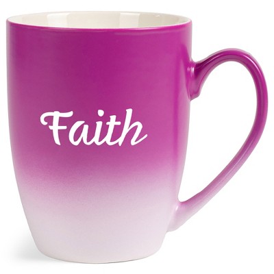 Elanze Designs Faith Two Toned Ombre Matte Pink and White 12 ounce Ceramic Stoneware Coffee Cup Mug