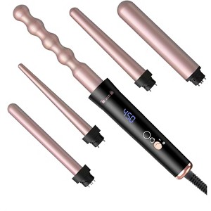 YEVYO 5-in-1 Curling Iron Set, Curling Wand Set with LCD Digital Display and Interchangeable 5 Curling Irons for All Hair Types - Black - 1 of 4