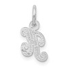 Black Bow Jewelry 14k White Gold, Sadie Collection, Mini Satin Script Initial K Charm - 3 of 4