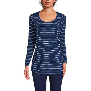 Lands' End Women's Plus Size Long Sleeve Power Performance Scoop Neck Curved Hem Tunic Tee - 1 of 4