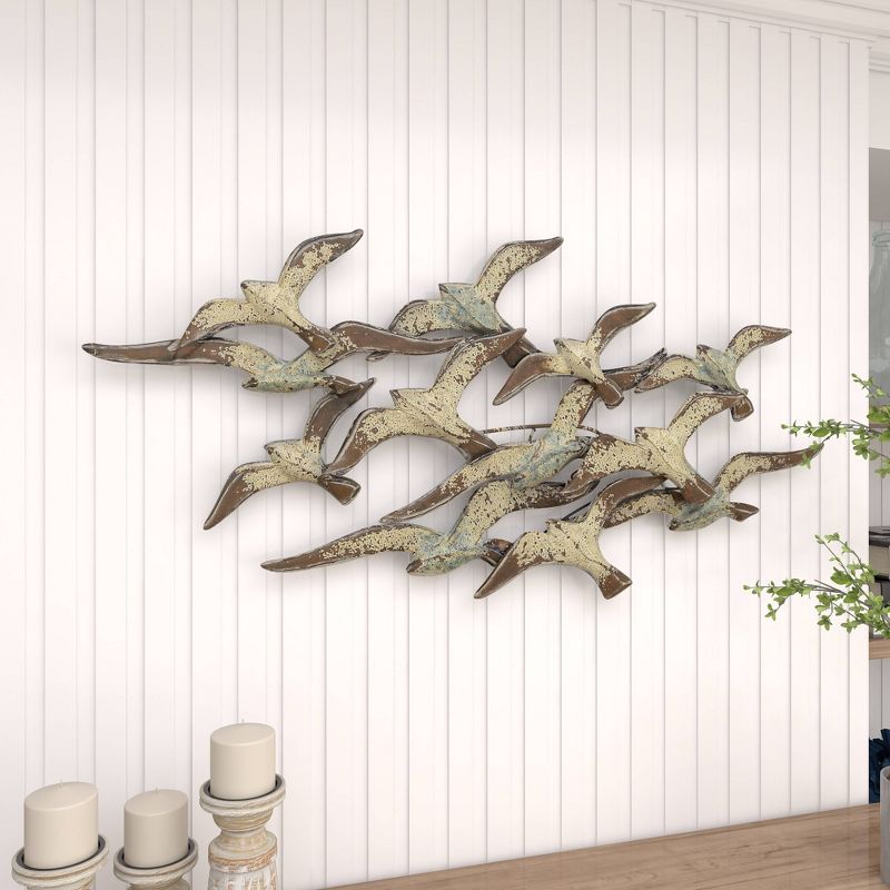 Metal Bird Flying Flock Of Wall Decor White - Olivia &#38; May, 5 of 15