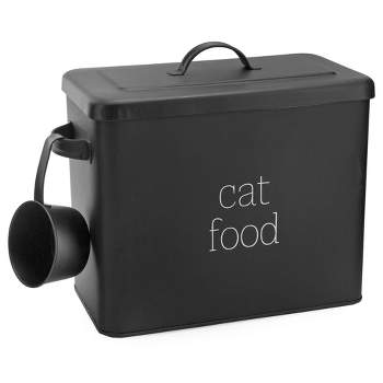 Auldhome Design- 2.25gal Enamelware Cat Food Container with Scoop White