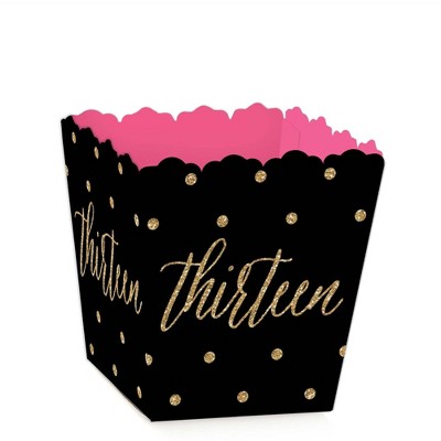 Big Dot of Happiness Chic 13th Birthday - Pink, Black and Gold - Party Mini Favor Boxes - Birthday Party Treat Candy Boxes - Set of 12