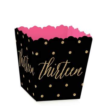 Big Dot of Happiness Chic 13th Birthday - Pink, Black and Gold - Party Mini Favor Boxes - Birthday Party Treat Candy Boxes - Set of 12