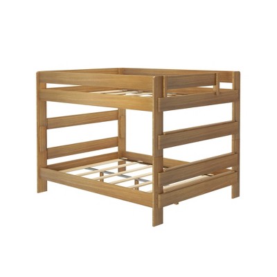 Rustic Pine Queen Over Queen Bunk Bed with Slats