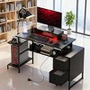 55.9" Gaming Desk with RGB Lights, Charging Station, Pegboard & Monitor Stand for Home Office or Bedroom -3irtyhousy - 2 of 4